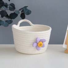 1入組繩編編織收納籃,適用於客廳、浴室、臥室、桌面,收納鑰匙、化妝品、小物品 - 黃色 - 查看 7