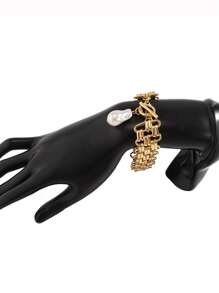 Pearl Pendant Bracelet - Gold - View 4