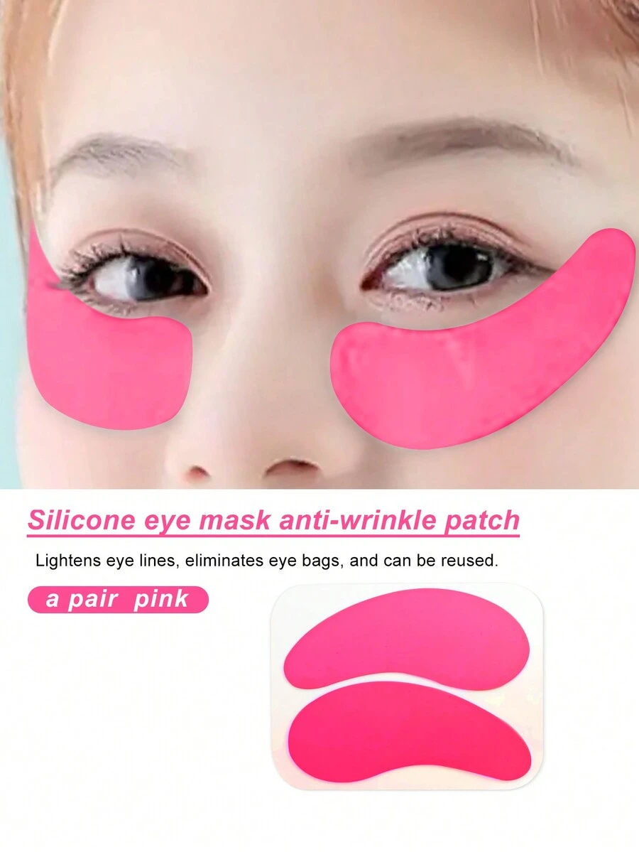 1pair Reusable Silicone Eye Mask, Anti-wrinkle And Anti-aging Wrinkle Patch - Pink - View 1