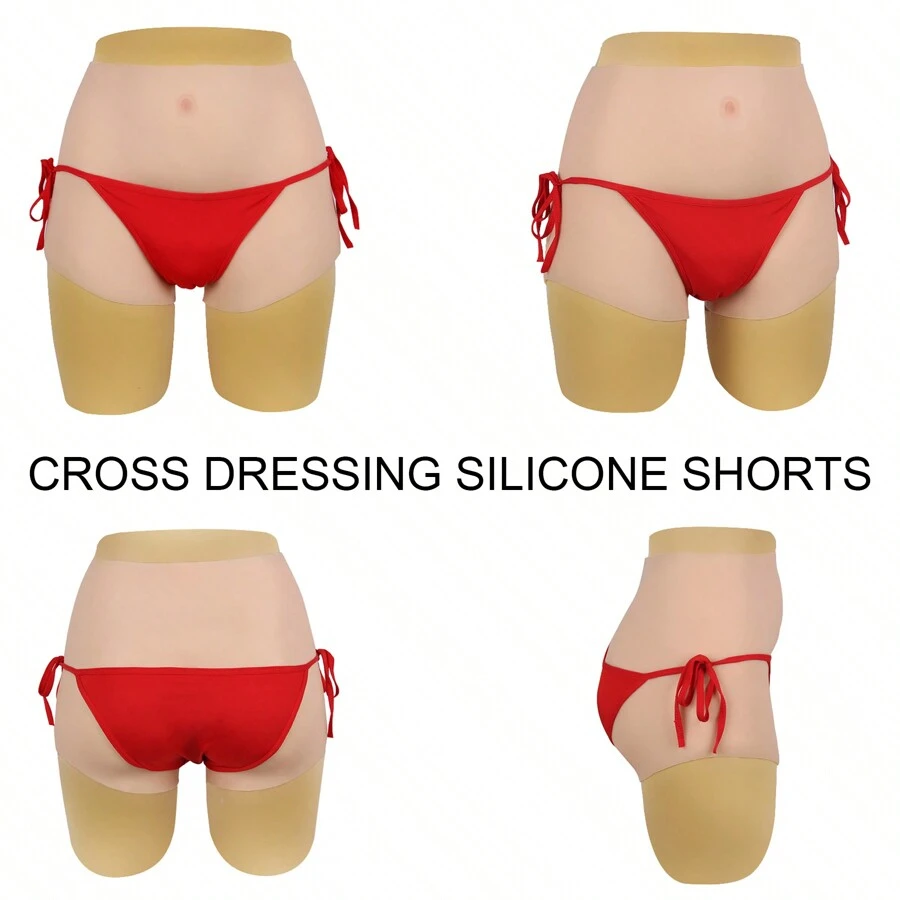 Men Cross Dressing Silicone Shorts - Beige - View 1