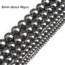 2-12mm圓形赤鐵礦珠子,黑色金色銀色間隔珠,可用於diy珠寶製作手工用品 - 彩色 - 查看 14