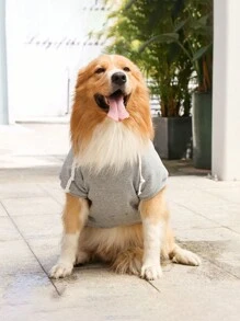 1件秋冬保暖貼身毛絨拉鍊口袋呢囧寶寶寵物衣服,適用於狗和貓 - 灰色 - 查看 6