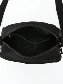 時尚商務信封印花小型斜背袋,斜背袋方袋多功能,可調節肩帶大容量超大尺寸假期生活必需品辦公室用品,簡約時尚商務爸爸禮物,丈夫禮物,男友聖誕禮物,情人節禮物男士禮品,單肩袋側肩袋方袋學生書包夏季男友禮物 - 黑色 - 查看 5