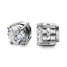 1pc/2pcs/6pcs Classic INS Zirconia Claw Clip-On Ear Rings, Magnetic Zirconia Earrings For Men & Women, No Piercing