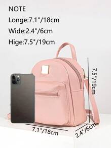 可调节肩带工作背包，拉链通勤钱包 - 粉色
