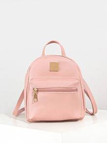 可调节肩带工作背包，拉链通勤钱包 - 粉色