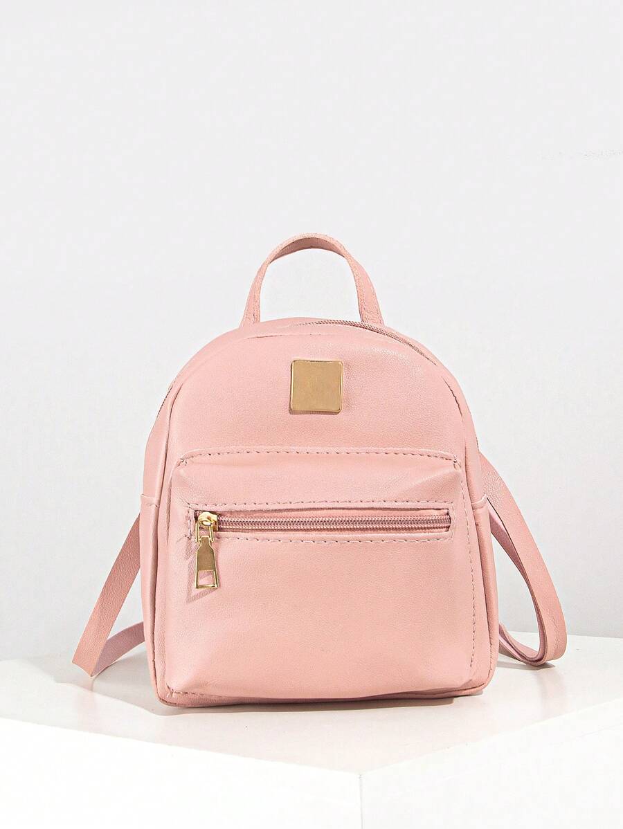 可调节肩带工作背包，拉链通勤钱包 - 粉色