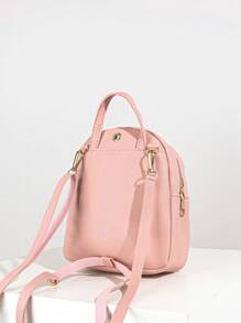 可调节肩带工作背包，拉链通勤钱包 - 粉色