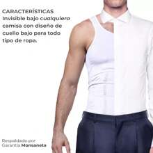 Faja Hombre Camiseta Reductora Modeladora, 3pzs Camisetas Faja Reductora Moldeadora Playera Deportiva - Blanco y Negro - Ver 7
