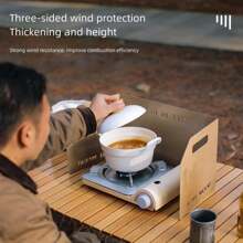 1pc White Outdoor Camping Stove Windshield For Camping, Picnic And Bonfire - White - View 3