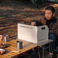 1pc White Outdoor Camping Stove Windshield For Camping, Picnic And Bonfire - White - View 8