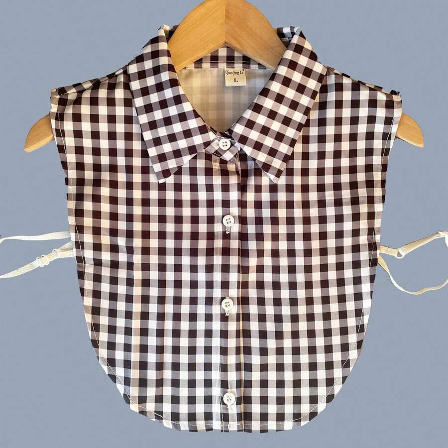 女款可拆式格子假領防走光內襯