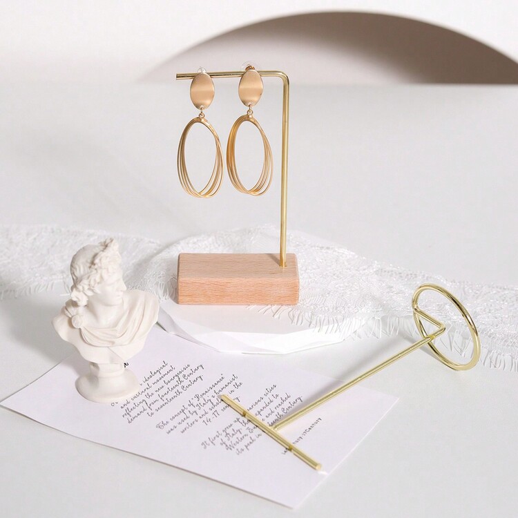 木制耳環耳墜首飾支架,拍照道具擺件,ins風格項鍊耳環首飾攝影裝飾展示攝影背景 - 金黃色 - 查看 6