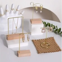 木制耳環耳墜首飾支架,拍照道具擺件,ins風格項鍊耳環首飾攝影裝飾展示攝影背景 - 金黃色 - 查看 1