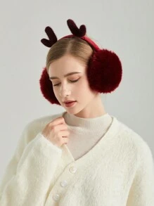 1 Miếng Của phụ nữ Dễ thương Con hươu Gạc Giáng sinh Sang trọng Bịt tai Đối với & Phong cách - Màu Đỏ Sâu - Xem 3