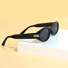 1pair Unisex Elegant Cat Eye Fashion Glasses With Delicate Legs, Suitable For Beach, Travel, Driving, Vacation, Party, Eyewear - Army Green - View 1