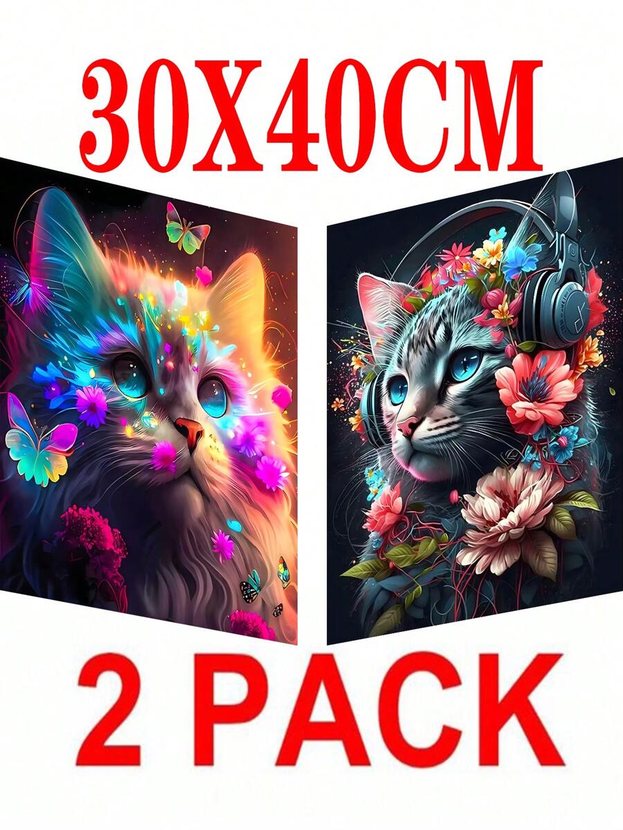 2 件/套 Diy 5d 全鑽動物馬賽克畫裝飾鑽石畫無框