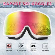 通用型冬季戶外滑雪眼鏡,防霧高清對比滑雪和溜冰的眼鏡 - 粉色 - 查看 5