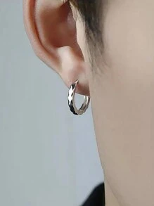 1 件哥特式嘻哈风格夜光 3D 菱形铜首饰耳夹，适合男女情侣、圣诞节、日常佩戴耳环 - 銀色 - 查看 2