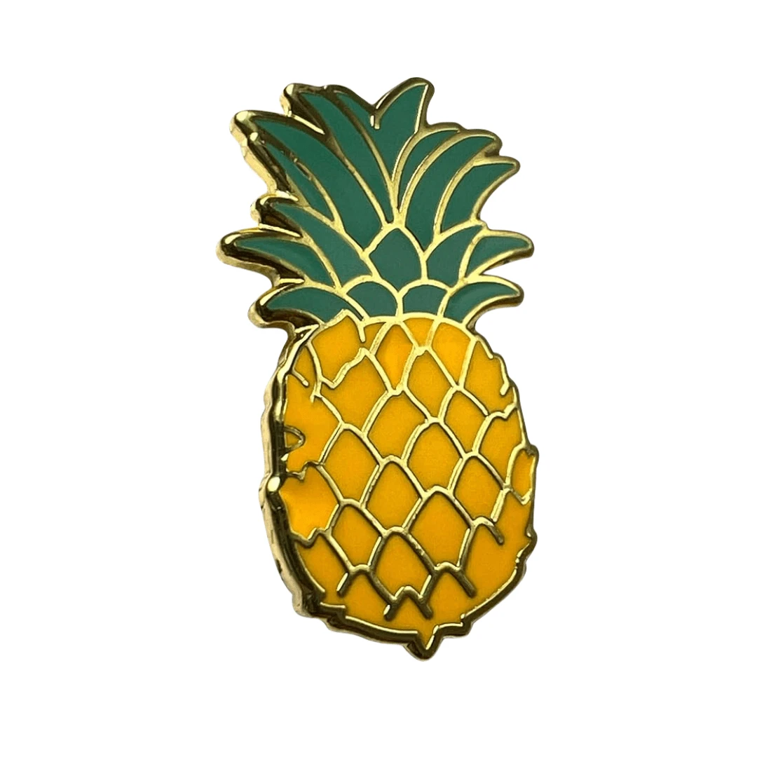Pineapple Fruit Enamel Lapel Pin Casual - Yellow - View 1