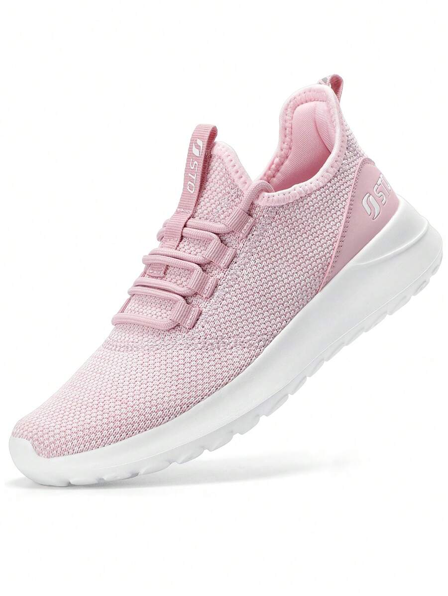 STQ Tennis Shoes Womens Slip On Walking Sneakers With Arch Support - MÀU HỒNG NHẠT - Xem 1