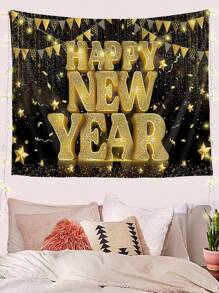 1 件新年快乐照片背景印花挂毯，适用于现代家居装饰，适用于客厅卧室、房间旗帜、房间装饰、挂毯、墙壁艺术、房间用品、房间旗帜、挂毯、墙壁挂毯 - 彩色 - 查看 5