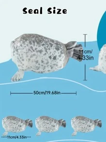 海豹毛絨玩偶枕頭包,母海豹毛絨枕頭與4個海豹寶寶娃娃,3d新奇拋枕,完美生日聖誕禮物 - 深灰色 - 查看 9