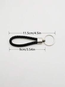 1pc Men Braided Detail Fashionable Keychain For Gift Casual Car Accessories Bag Charm School Cute Goth Y2k - Black - View 2