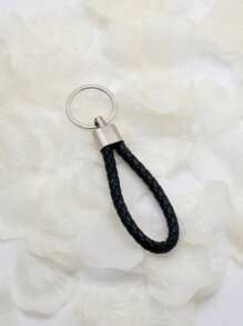 1pc Men Braided Detail Fashionable Keychain For Gift Casual Car Accessories Bag Charm School Cute Goth Y2k - Black - View 3