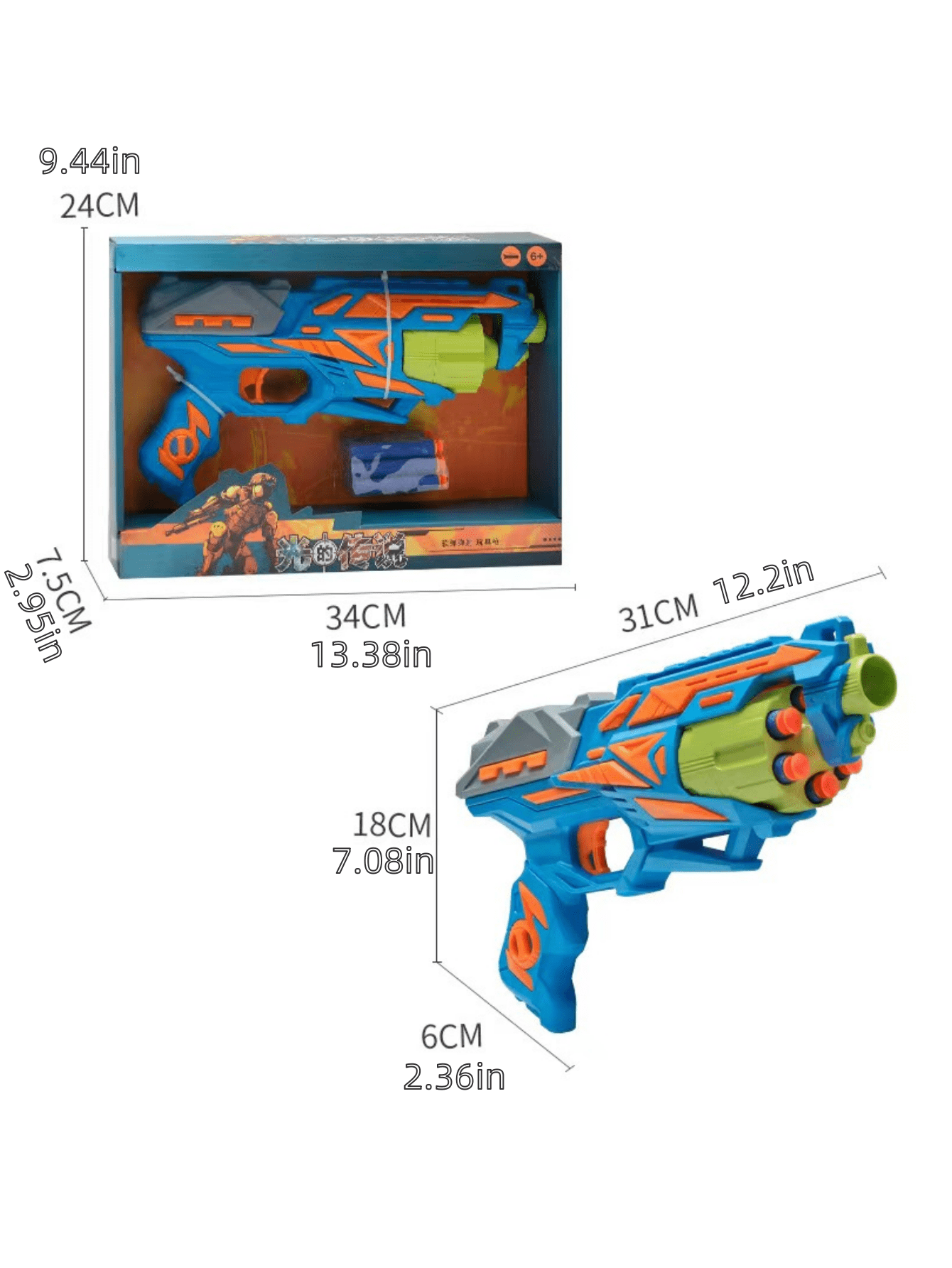 Manually Operated Revolver Style Pellet Gun, Suction Cup & Foam Bullet