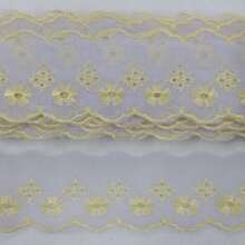 Bordado Puntilla Inglesa Lase - Pieza De 13.70 Metros Y 5cm De Ancho - Bordado Ingles - Tira Bordada - Laise - Lese - Terminación - Amarillo - Amarillo - Ver 2