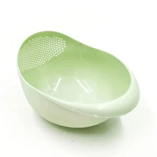 Plastic Kitchen Food Washing Bowl Rice Sieve Drain Strainer Baske - Green - View 1