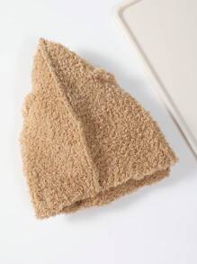 1 件装咖啡棕色可爱长耳朵婴儿帽，适合男孩和女孩，针织帽带护耳和保暖内衬，秋冬