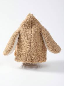 1 件装咖啡棕色可爱长耳朵婴儿帽，适合男孩和女孩，针织帽带护耳和保暖内衬，秋冬