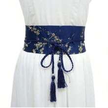 新款日式刺繡流蘇腰帶,韓服寬腰帶 - 彩色 - 查看 2