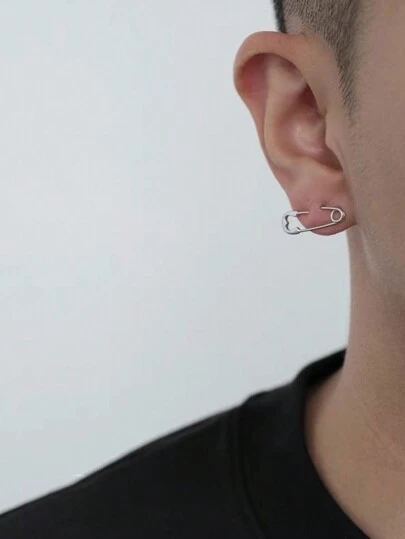 1 对创意时尚男士别针式耳钉，适合任何场合