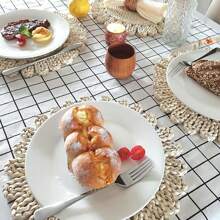 1 件米色圓形編織餐墊,大號波西米亞編織柳條充電板,小號天然編織藤條桌墊,空心玉米殼餐墊,天然纖維復古地毯墊,波西米亞編織餐墊/桌旗,手工耐熱防滑編織餐墊,鄉村風格春季餐墊,風信子編織柳條餐墊,吸管餐墊,天然餐墊,30 厘米至38 厘米,適合派對、假期、感恩節、聖誕節、廚房桌墊、晚餐、婚禮裝飾、農舍餐桌裝飾、廚房桌子、桌面、地毯和餐墊, 伴侶 - 米色-直徑30cm - 查看 5