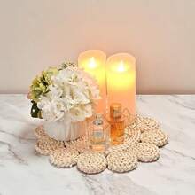 1 件米色圓形編織餐墊,大號波西米亞編織柳條充電板,小號天然編織藤條桌墊,空心玉米殼餐墊,天然纖維復古地毯墊,波西米亞編織餐墊/桌旗,手工耐熱防滑編織餐墊,鄉村風格春季餐墊,風信子編織柳條餐墊,吸管餐墊,天然餐墊,30 厘米至38 厘米,適合派對、假期、感恩節、聖誕節、廚房桌墊、晚餐、婚禮裝飾、農舍餐桌裝飾、廚房桌子、桌面、地毯和餐墊, 伴侶 - 米色-直徑30cm - 查看 3