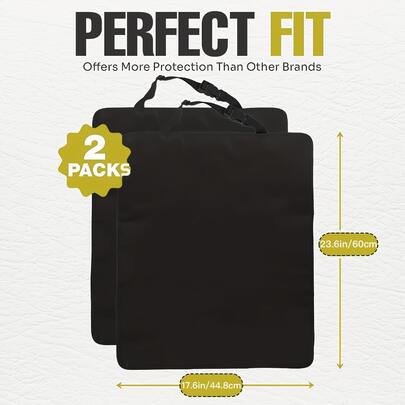 ZukMi 2 Packs Auto Seat Back Kick Protectors, Large Kick Mats For Car, Waterproof Automotive Car Back Seat Cover Protect From Dirt, Mud, Stains, Scratches