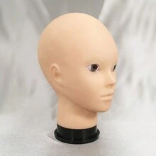 Đầu hình nộm Với Tóc giả Và Búp bê Đế trưng bày , Mềm mại Đầu hói Thẩm mỹ Tập huấn Mô hình Đối với Trang điểm Thực tiễn - Màu be - Xem 2