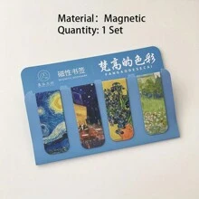 4 Piezas/set Marcador Creativo Magnético De Pinturas Famosas Del Mundo Para Páginas De Libros, Lectores De Libros Y Colección De Niños - Azul - Ver 2