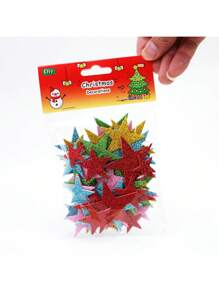 1包聖誕eva金色貼紙,適用於兒童diy,包括字母、星星、數字、心形和創意貼紙,可用於diy日記、派對裝飾 - 紅色 - 查看 3