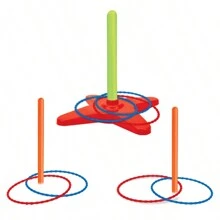 3-Ring Toss Game Set With 1 Base And 8 Plastic Rings, Fun Gift For Party Games, Holiday Season, Valentine's Day, New Year - Red - View 2