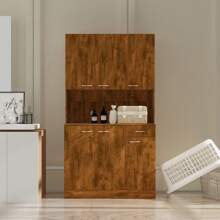 QQD 71" Pantry Cabinets With Hutch Tall Kitchen Pantry Storage Cabinet Sideboard Buffet Cabinet With 6 Doors, Large Countertop, Adjustable Shelf, Kitchen Dining Room Sideboard