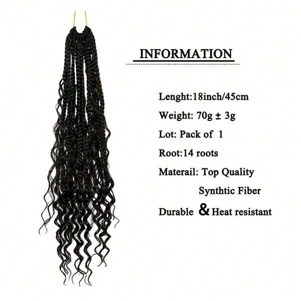 18 Inch Black Bohemian Box Braids Goddess Box Braids Crochet Hair With