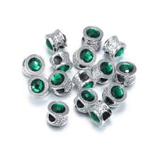 10入組/袋雙面鑲嵌鑽石合金大孔珠子,用於diy手工珠寶,女士多彩水晶彈性手鐲配件 - 合金鑲鑽大孔珠 - 查看 22