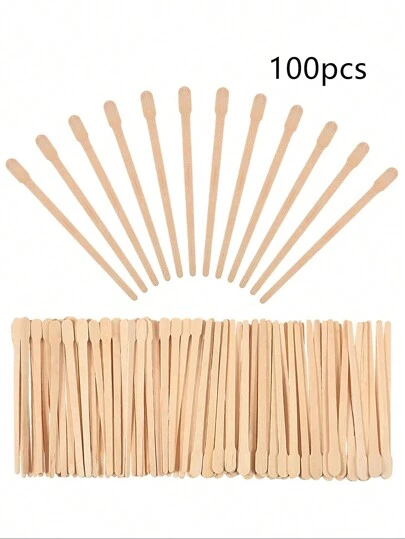 100 Piezas de Palitos de Madera para Cera - Aplicadores pequeños para cejas, labios, nariz para depilación y piel suave, uso profesional en spa y en casa (Paquete de 100), Productos y Accesorios para el Cabello para Peluquería, Salón de Belleza, Artículos Esenciales de Viaje