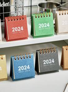 1 件簡約 2024 年迷你台歷 - 棕色 - 查看 5