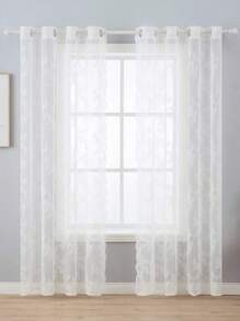 Panel De Cortina Transparente De Encaje Floral Vintage Para La Sala De Estar O Dormitorio, Lujosas Cortinas Blancas De Ventana Con Filtro De Luz