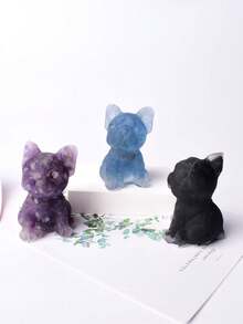 1入組法國鬥牛犬天然水晶礫石硅膠彩色可愛工藝精品,家居裝飾靈氣石,禮品 - 彩色 - 查看 6